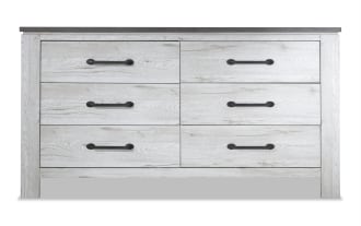 Savannah White & Gray 6 Drawer Dresser