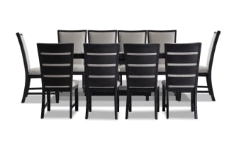 Cosmopolitan 11 Piece Black & Gray Upholstered Extendable Dining Set