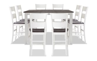 Blake 9 Piece White & Gray Extendable Counter Height Dining Set