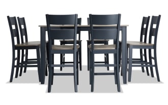 Blake 9 Piece Graphite & Gray Extendable Counter Height Dining Set