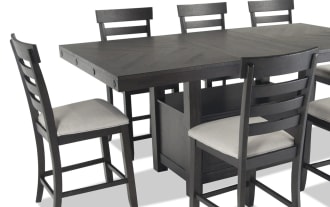 Sonoma 9 Piece Espresso & Beige Upholstered Extendable Counter Height Dining Set