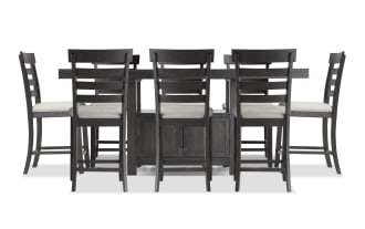 Sonoma 9 Piece Espresso & Beige Upholstered Extendable Counter Height Dining Set