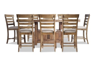 Sonoma 9 Piece Natural & Beige Upholstered Counter Height Dining Set