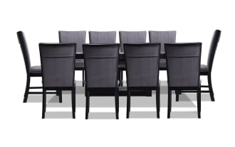 Cosmopolitan 11 Piece Black & Gray Upholstered Extendable Dining Set