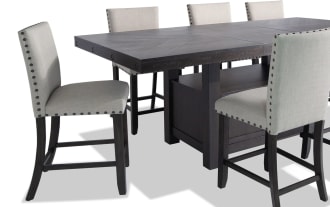 Sonoma 9 Piece Espresso & Beige Upholstered Extendable Counter Height Dining Set