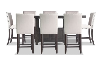 Sonoma 9 Piece Espresso & Beige Upholstered Extendable Counter Height Dining Set