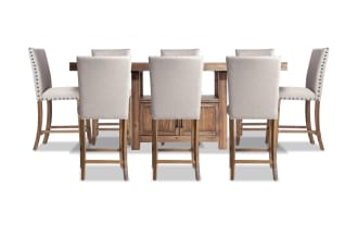 Sonoma 9 Piece Natural & Beige Upholstered Extendable Counter Height Dining Set