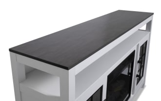 Modern Farmhouse 59.5'' White & Gray Fully Assembled Electric Fireplace and TV Stand