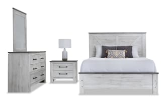 Savannah 4 Piece Queen White & Gray Bedroom Set