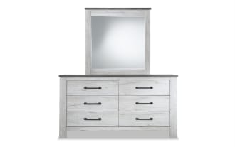 Savannah White & Gray 6 Drawer Dresser & Mirror