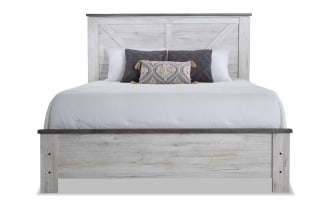 Savannah Queen White & Gray Panel Bed