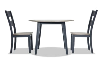 Blake 3 Piece Graphite & Gray Round Extendable Dining Set