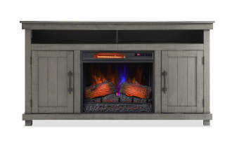 Kona 59.5'' Gray Fully Assembled Electric Fireplace and TV Stand