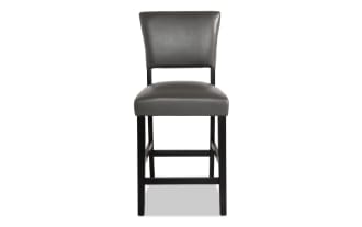 Elm Espresso & Gray Faux Leather Counter Height Stool
