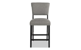 Elm Espresso & Light Gray Upholstered Counter Height Stool