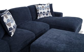 Playground Navy 116'' 2 Piece Right Arm Facing Pop-Up Sleeper Chaise Sectional with Storage Ottoman