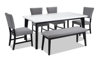 Elm 6 Piece Upholstered Dining Set with Bench