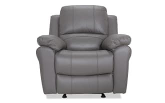 Storm Gray Leather Power Recliner with USB Port