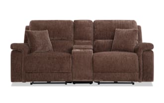 Renegade Brown 88'' Power Reclining Console Loveseat with USB Port