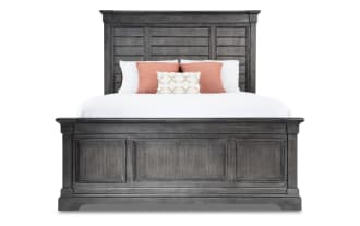 Laurel Queen Gray Panel Bed