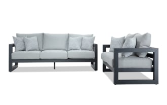 Glam Gray Aluminum Outdoor Sofa & Loveseat Set