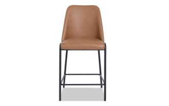 Loft Tobacco Faux Leather Solid Back Counter Height Stool