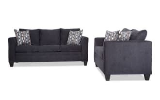Stevie Charcoal 78'' Sofa & Loveseat