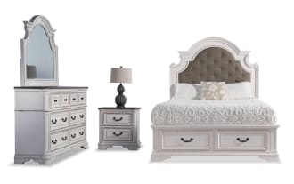 Scarlett 4 Piece Queen White & Oak Storage Platform Bedroom Set
