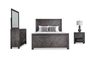 Calvin 4 Piece Queen Gray Panel Bedroom Set