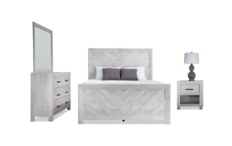 Calvin 4 Piece Queen White Panel Bedroom Set