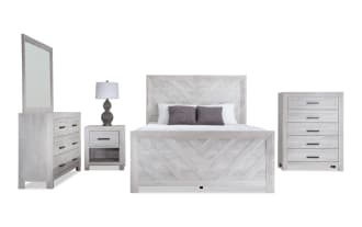 Calvin 5 Piece Queen White Panel Bedroom Set