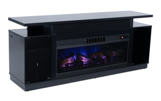Glow 72'' Black Fully Assembled Electric Fireplace and TV Stand