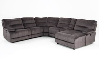 Pacifica Gray 130'' Power Reclining 6 Piece Right Arm Facing Chaise Sectional with USB Port