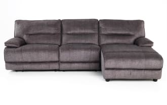 Pacifica Gray 114'' Power Reclining 3 Piece Right Arm Facing Chaise Sectional with Armless Recliner & USB Port