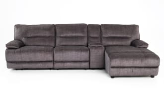Pacifica Gray 127'' Power Reclining 4 Piece Right Arm Facing Chaise Sectional with Armless Recliner & USB Port