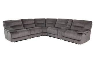Pacifica Gray 130'' Power Reclining 6 Piece Sectional with USB Port