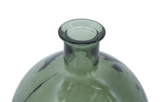 17'' Round Glass Green Vase