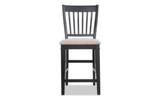 Montana Black & Beige Slat Back Upholstered Counter Height Stool