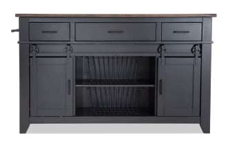 Montana Black & Brown 3 Drawer Drop Leaf Kitchen Island
