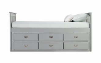 Chadwick Twin Gray Storage Captain Bed with Twin Trundle