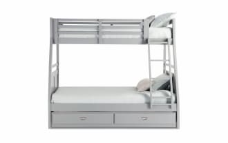Chadwick Twin/Full Gray Bunk Bed with Twin Trundle