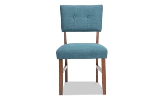 Bettie Walnut & Teal Panel Back Upholstered Dining Chair