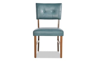 Bettie Walnut & Teal Faux Leather Panel Back Upholstered Dining Chair