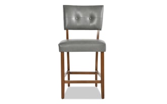 Bettie Walnut & Charcoal Faux Leather Panel Back Upholstered Counter Height Stool