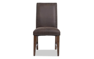 Canyon Brown Faux Leather Solid Back Upholstered Dining Chair