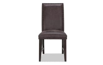 Canyon Gray Faux Leather Solid Back Upholstered Dining Chair