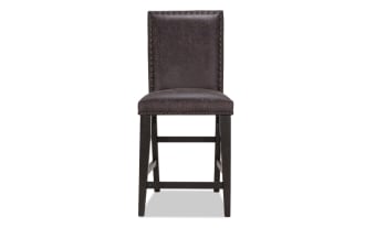 Canyon Gray Faux Leather Solid Back Counter Height Stool