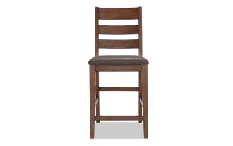 Canyon Brown Faux Leather Ladder Back Counter Height Stool