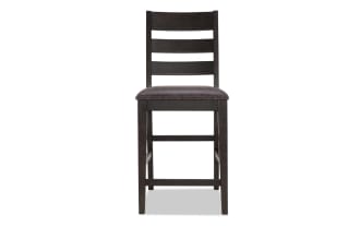 Canyon Gray Faux Leather Ladder Back Counter Height Stool