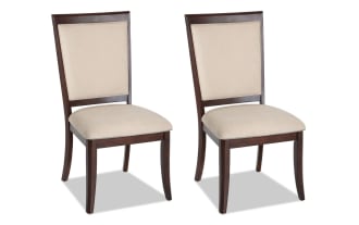 Coco II Cherry & Beige Panel Back Upholstered Dining Chair (Set of 2)